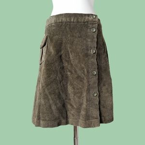 🐸sz M, vintage olive green cotton corduroy  skirt
